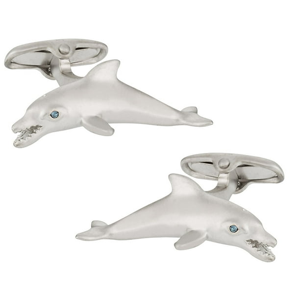 Silver Toned Textured Dolphin Cufflinks Silver Toned Textured Dolphin Cufflinks